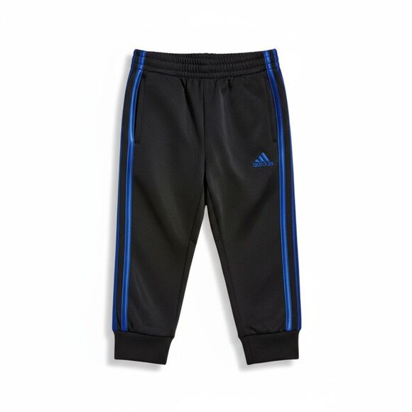 Adidas Toddler Boys 2T Black Track Pants Blue Stripe Athletic Joggers NWT - Picture 2 of 10